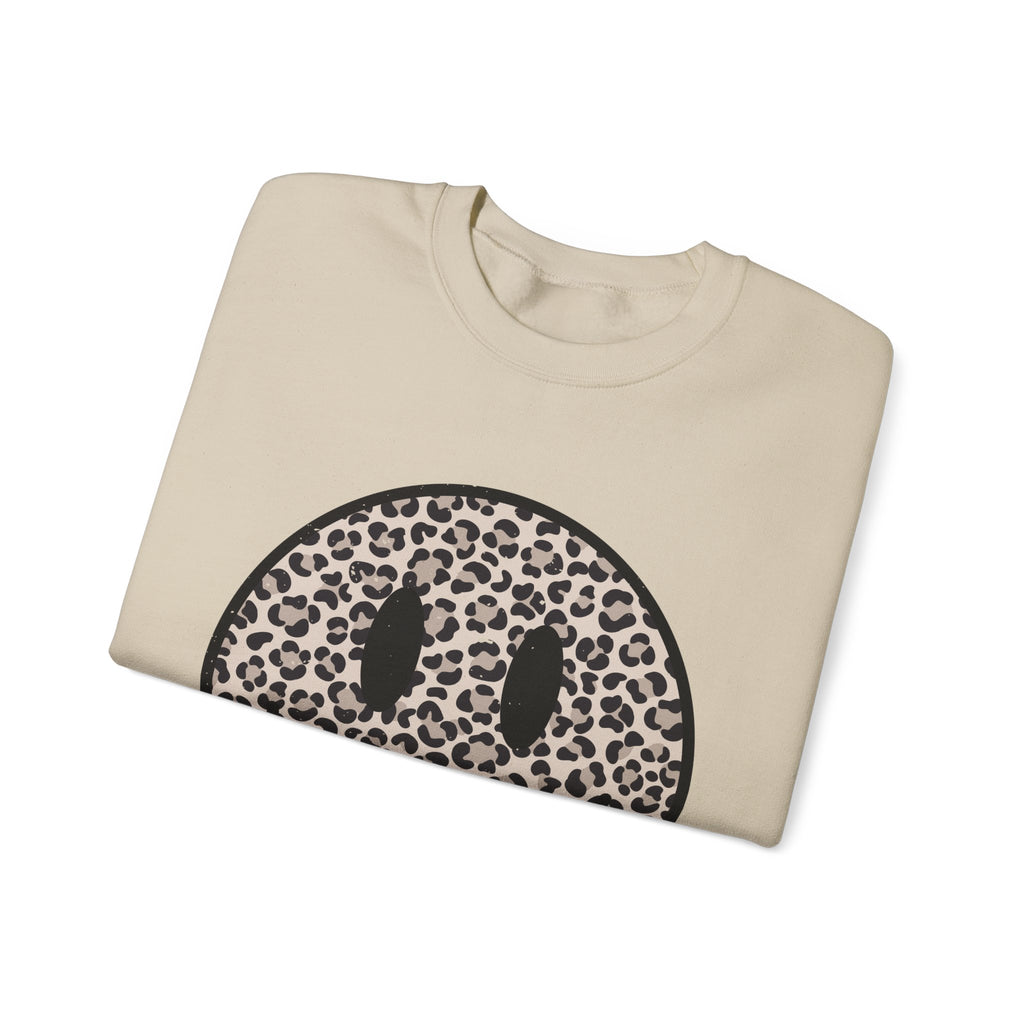 Leopard Smiley Face Gildan Sweatshirt