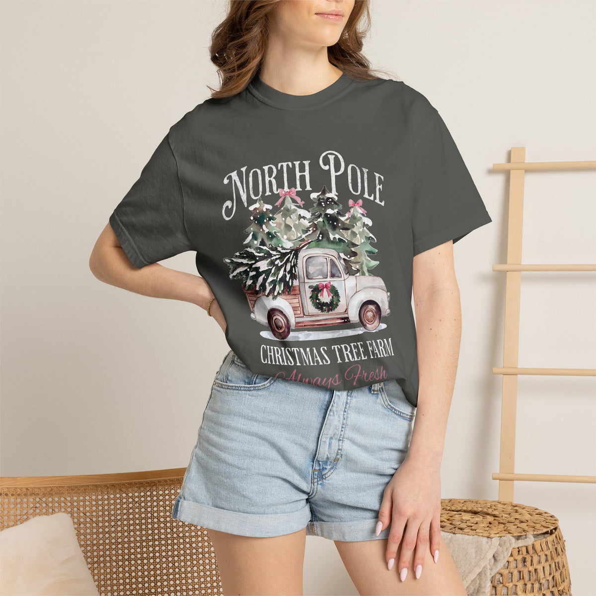 North Pole Christmas Tree Farm Comfort Colors T-shirt