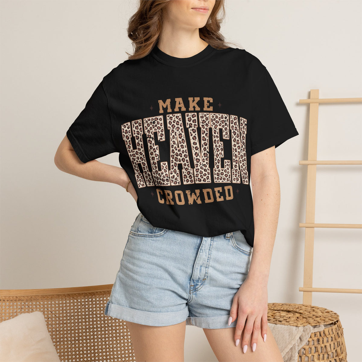 Make Heaven Crowded Leopard Comfort Colors T-shirt
