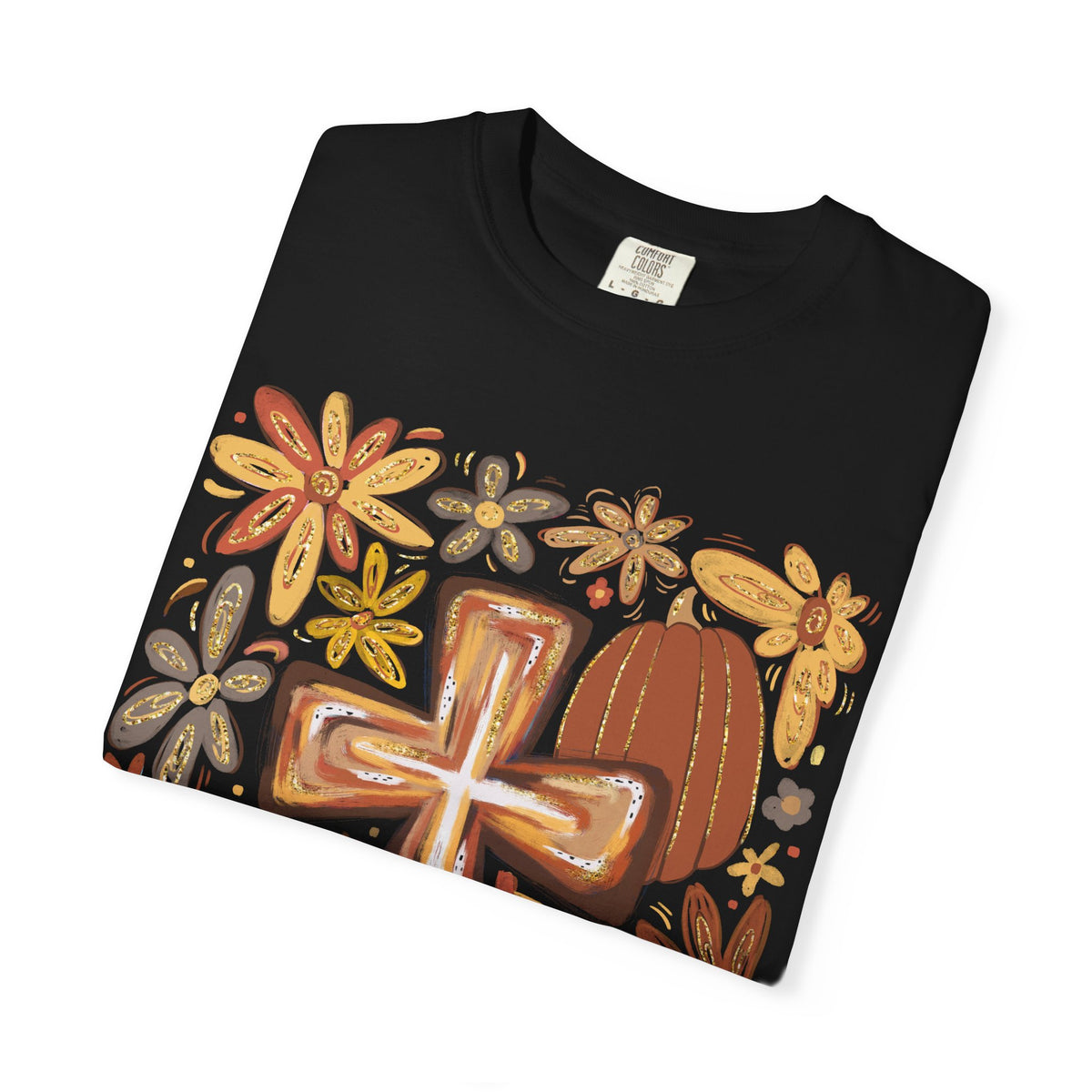 Cross and Pumpkins Comfort Colors T-shirt