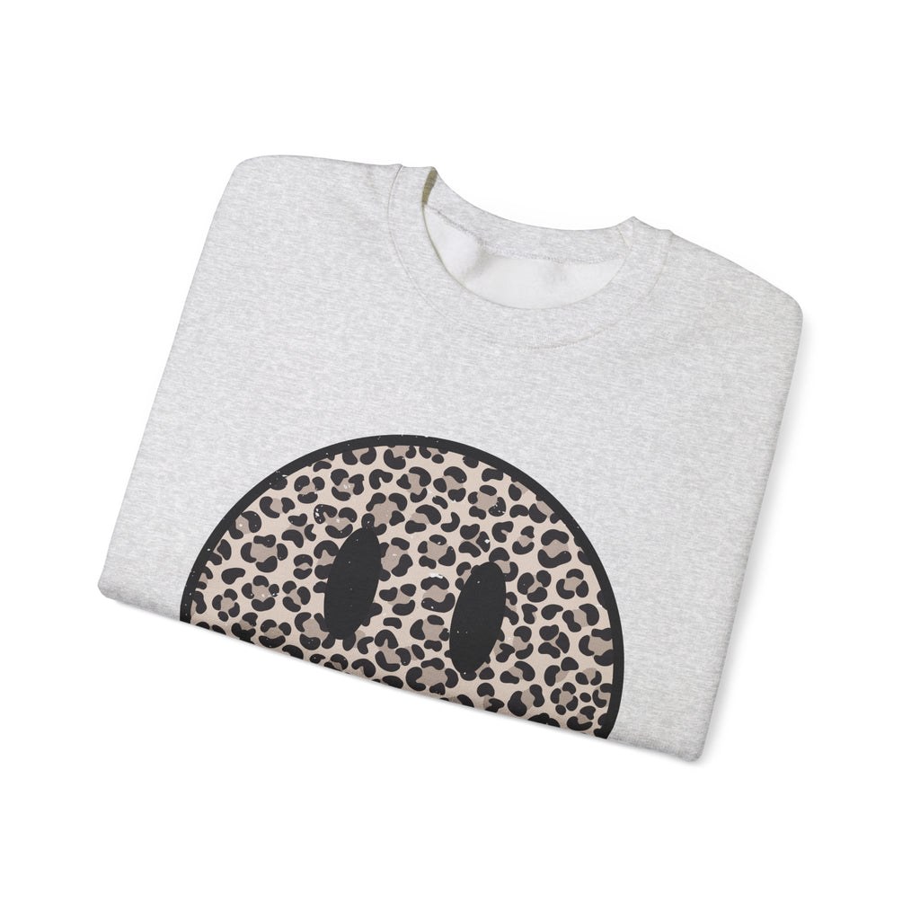 Leopard Smiley Face Gildan Sweatshirt