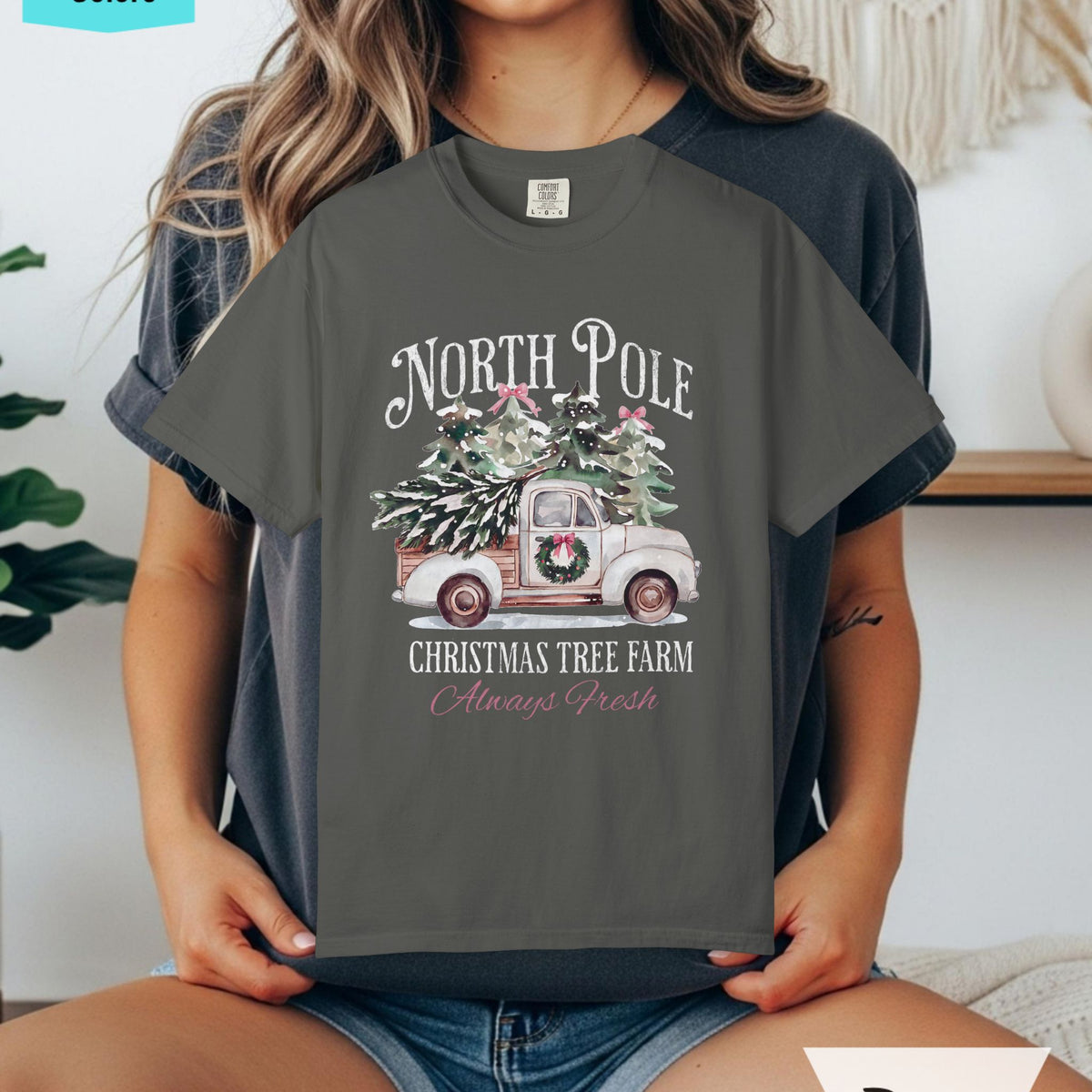 North Pole Christmas Tree Farm Comfort Colors T-shirt