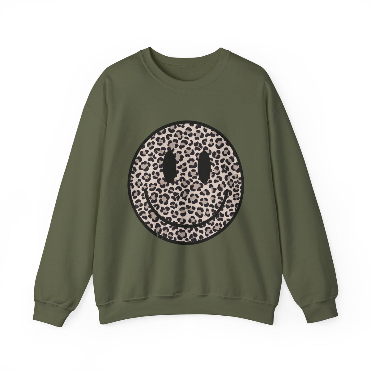 Leopard Smiley Face Gildan Sweatshirt