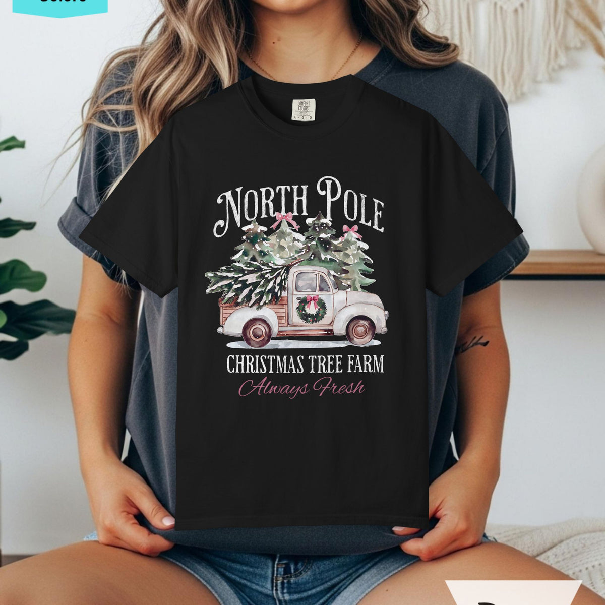 North Pole Christmas Tree Farm Comfort Colors T-shirt
