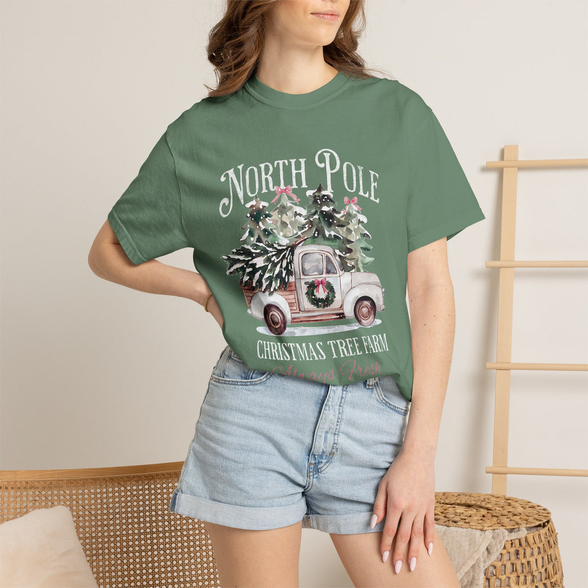 North Pole Christmas Tree Farm Comfort Colors T-shirt
