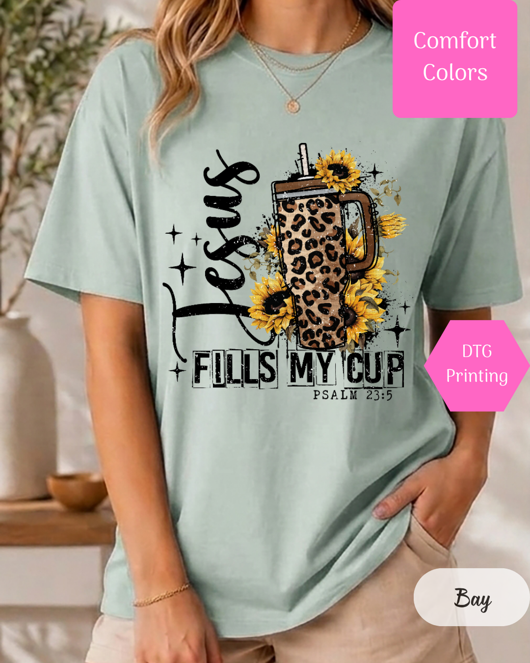 Jesus Fills My Cup (Leopard) Comfort Colors T-shirt