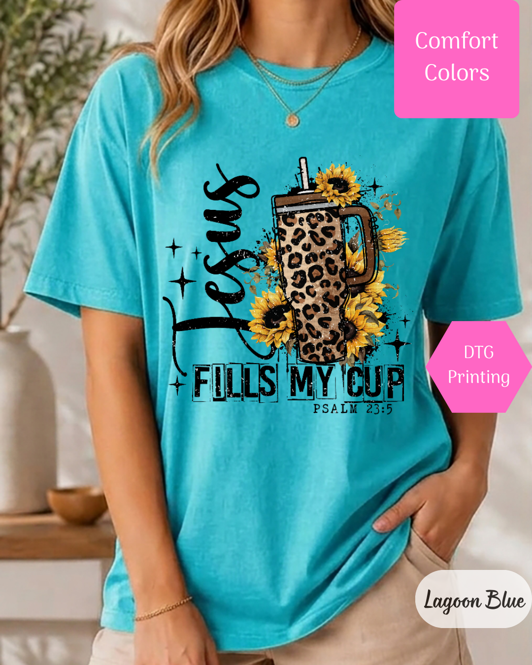 Jesus Fills My Cup (Leopard) Comfort Colors T-shirt
