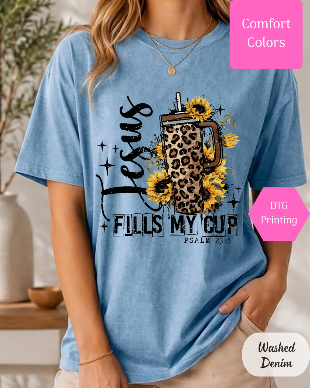 Jesus Fills My Cup (Leopard) Comfort Colors T-shirt