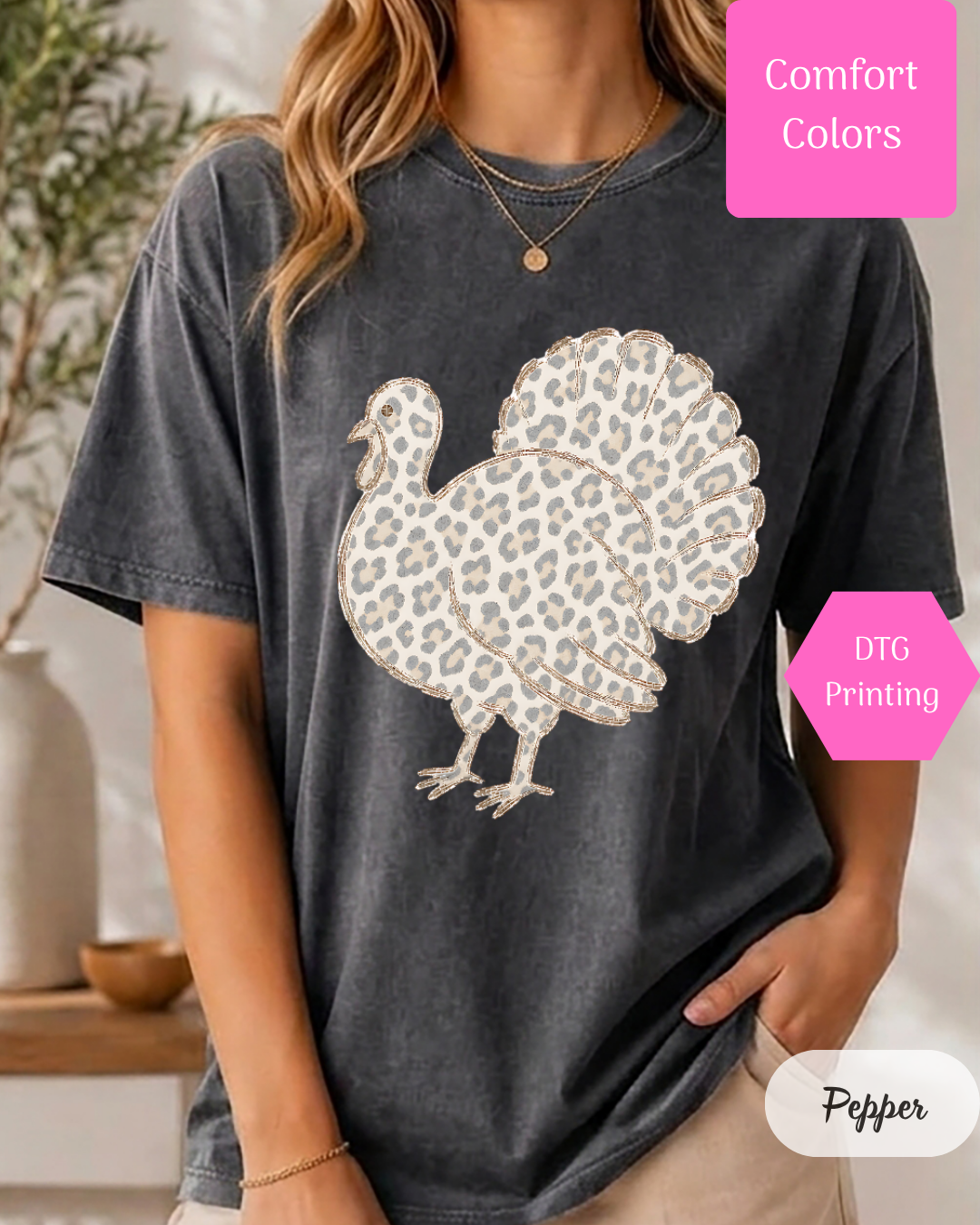 Leopard Turkey Comfort Colors T-shirt