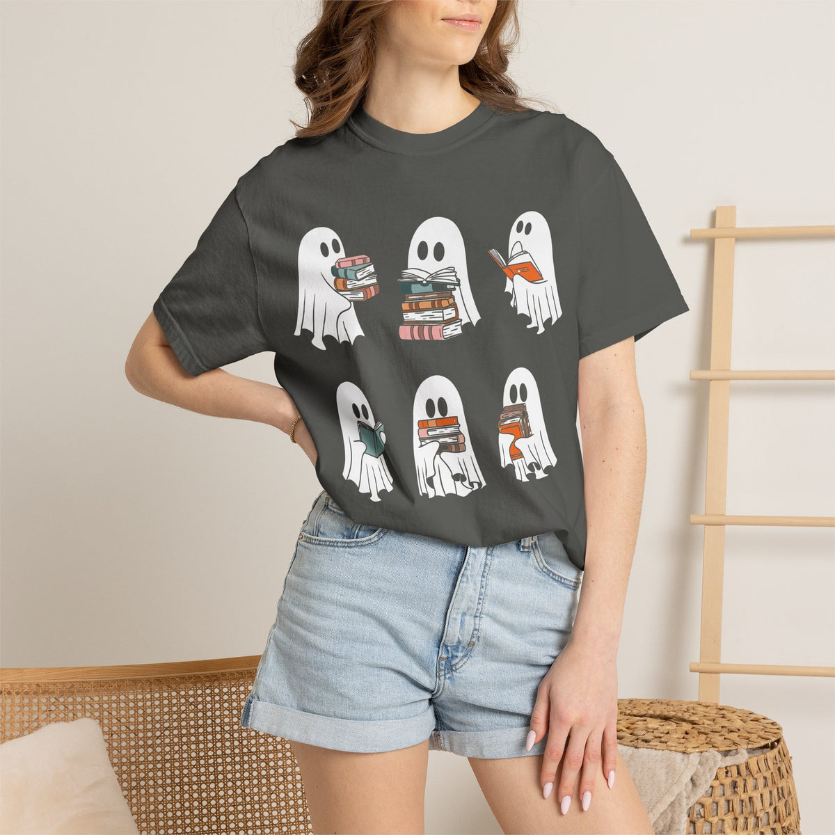 Ghosts Reading Books Comfort Colors T-shirt