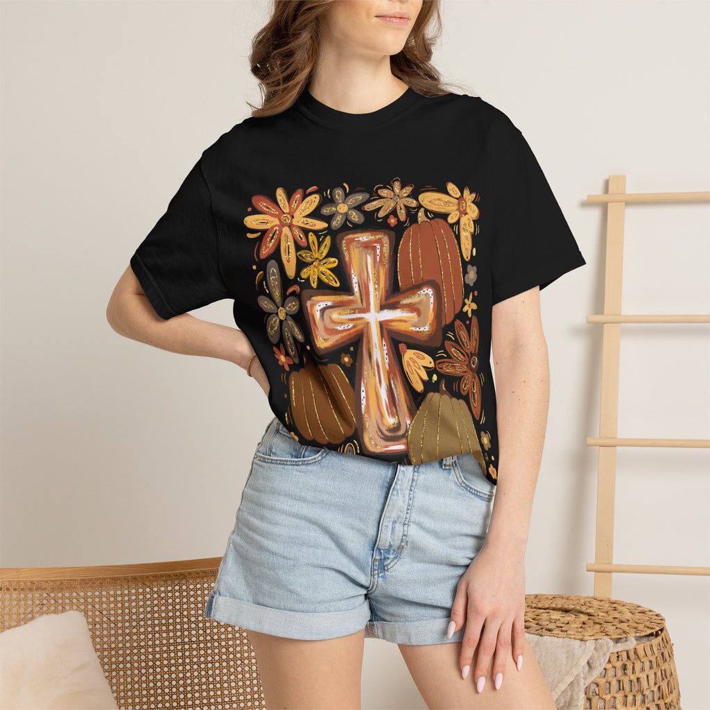 Cross and Pumpkins Comfort Colors T-shirt
