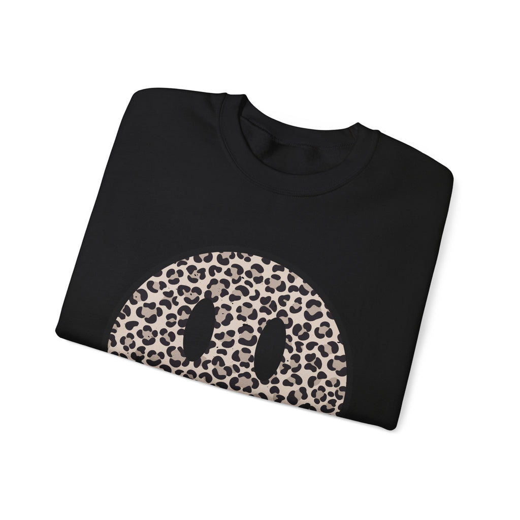 Leopard Smiley Face Gildan Sweatshirt