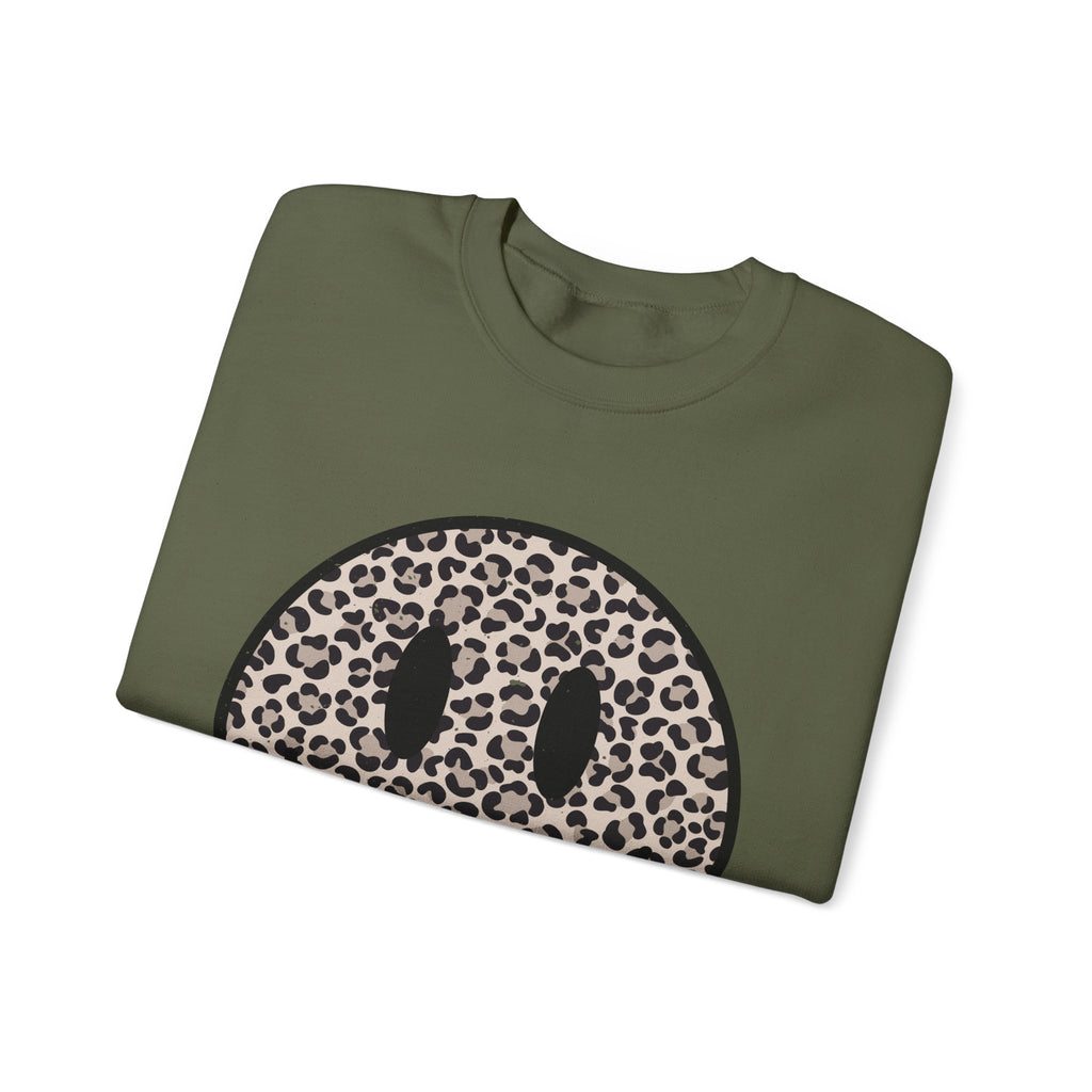 Leopard Smiley Face Gildan Sweatshirt